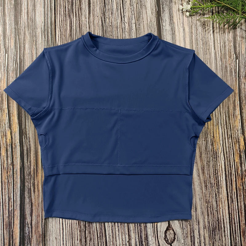 Conjunto de Yoga de 2 piezas para mujer, ropa deportiva de entrenamiento, ropa de gimnasio, Top corto de manga corta, mallas de cintura alta, trajes deportivos