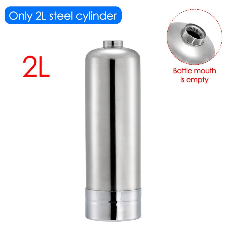 Generador de CO2 para acuario, botella de acero inoxidable de alta presión, cilindro de Gas, accesorios para acuario, 2L/1L