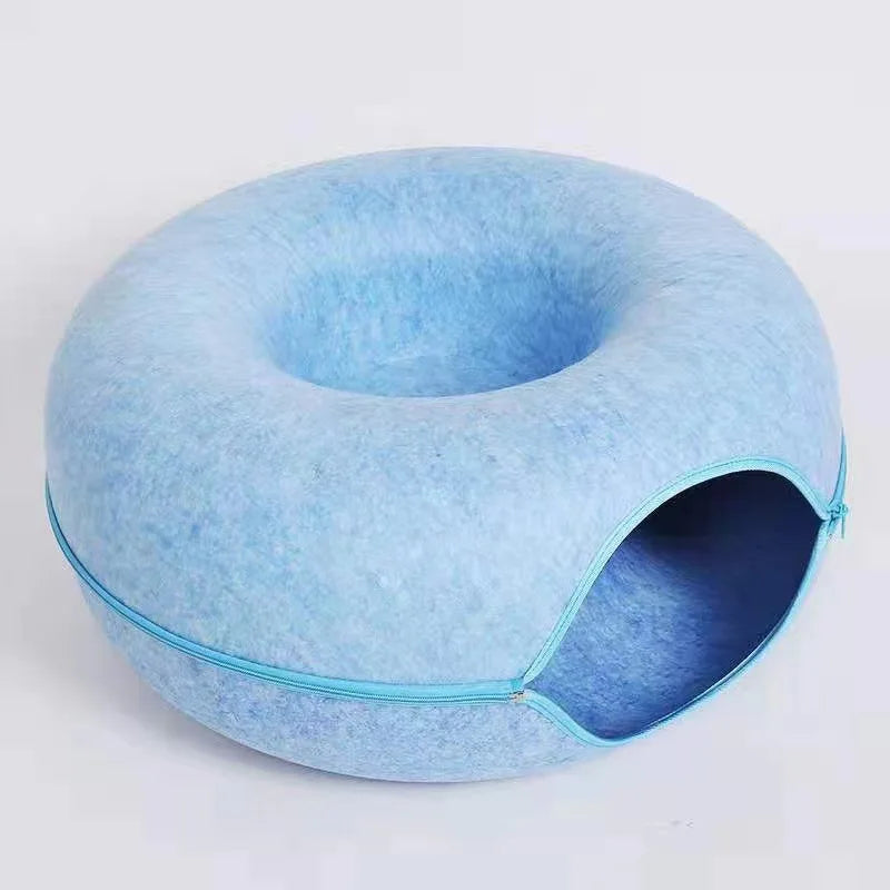 Cama Túnel para Gatos de Interior, Desmontable y Lavable, Cueva de Fieltro para Gatos, Escondite Interactivo, Nido de Descanso, Apto para Viviendas con Múltiples Gatos