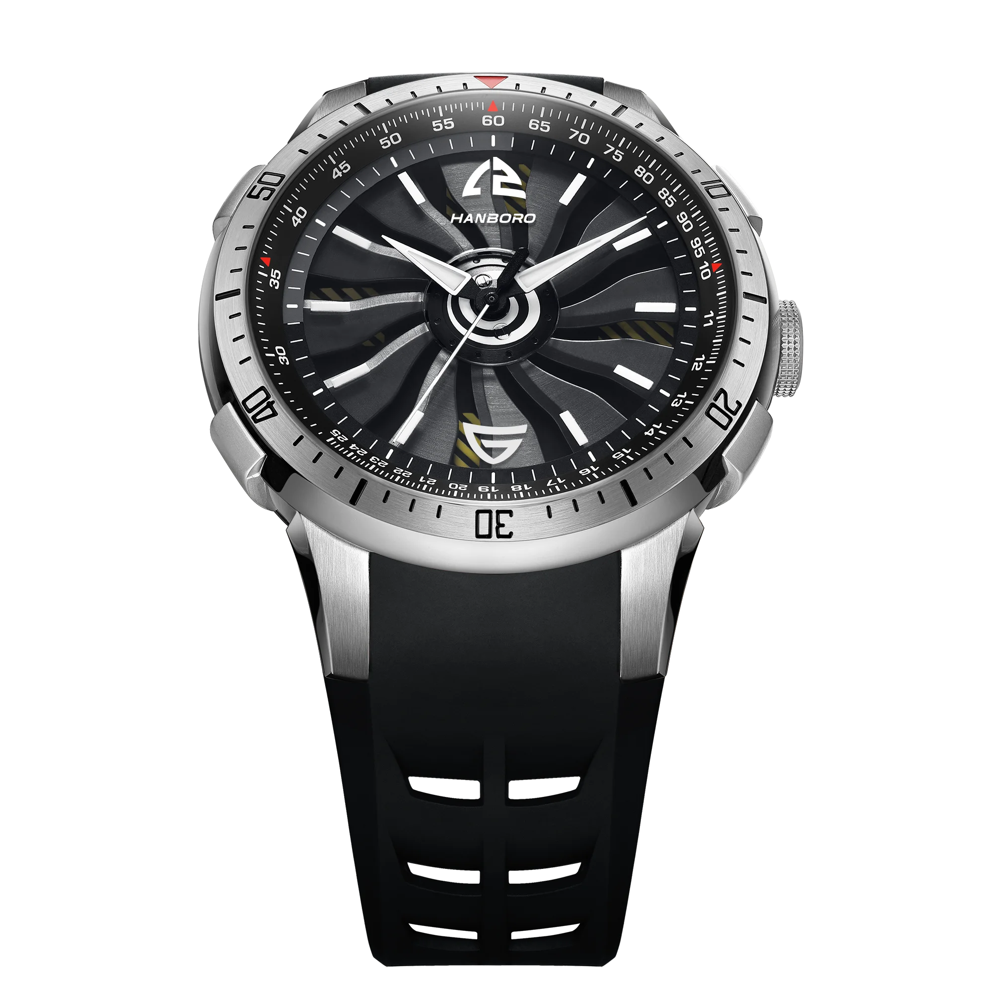 Reloj mecánico con volante ahuecado de HANBOROMen, reloj impermeable luminoso personalizado completamente automático