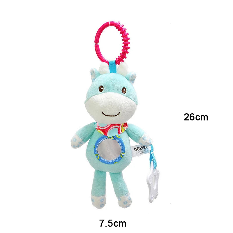 Sonajeros colgantes sensoriales para bebé, juguete de aprendizaje suave, cochecito de animales de peluche, cama de coche infantil, cuna con mordedor para bebés y niños pequeños