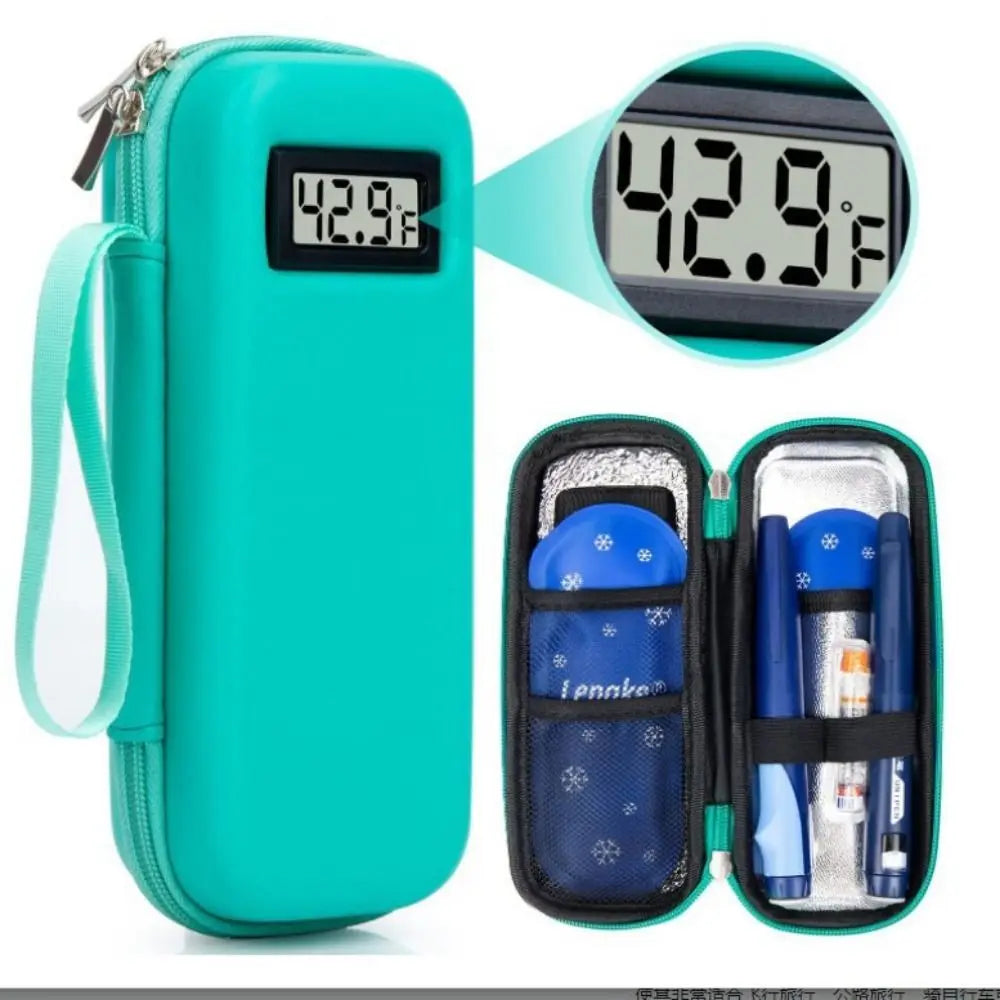 Enfriador de insulina impermeable, Estuche De Viaje, organizador de medicina refrigerado portátil reutilizable, aislado con pantalla de termómetro