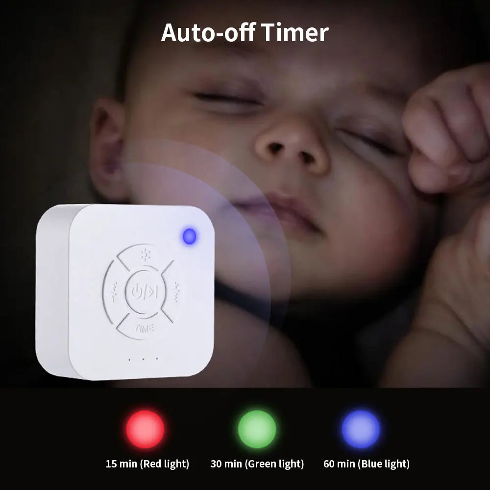 Mini máquina de sonido de ruido blanco, chupete para dormir con 9 sonidos relajantes, temporizador de luz de respiración, carga tipo C para bebé, hogar y oficina