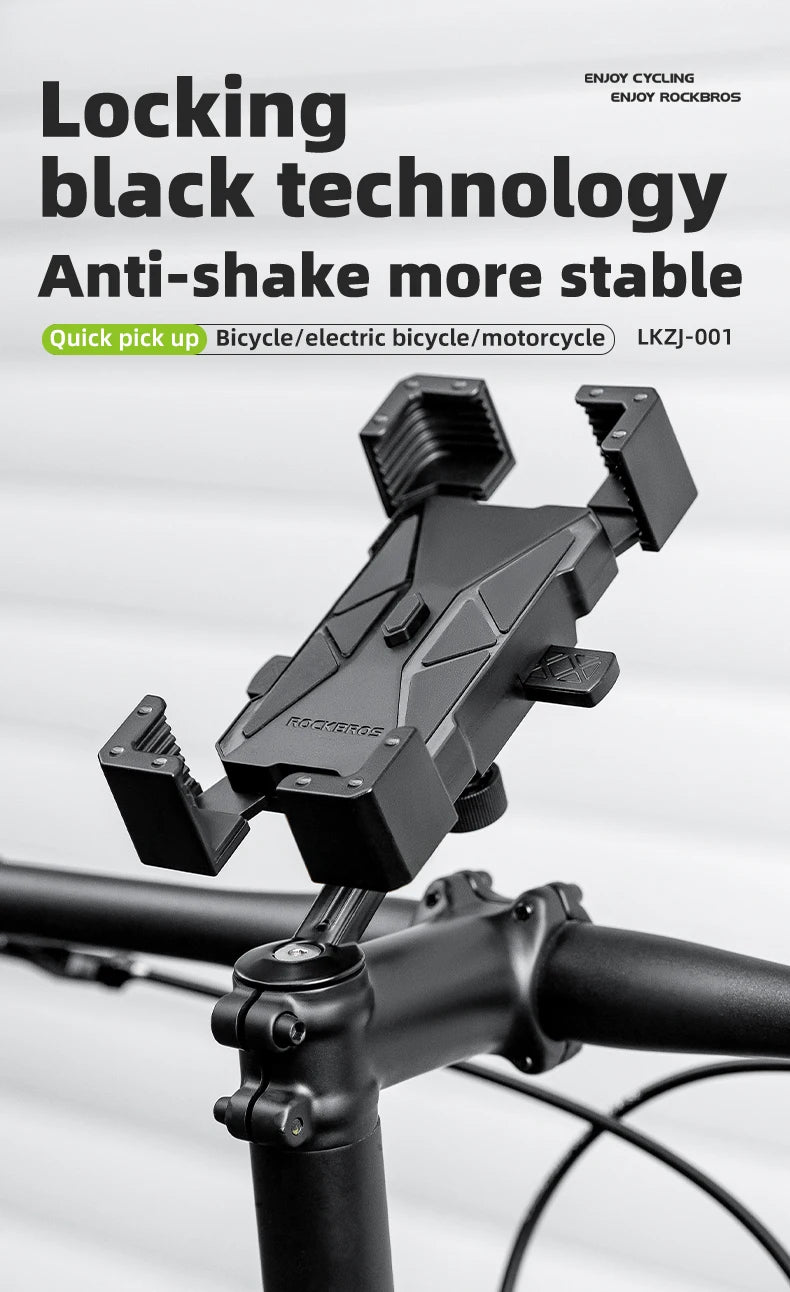 ROCKBROS Soporte para teléfono de bicicleta Monte liviano 4.5-7.2 pulgadas soporte para teléfono inteligente soporte de soporte de teléfonos accesorios para bicicletas