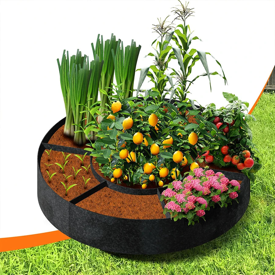Macetas de Cultivo No Tejidas con 6+1 Compartimentos, Suministros de Jardinería, Macetas de Jardín para Exteriores, Contenedor para Flores y Vegetales, Saco para Semillas