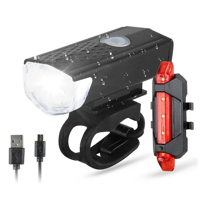 Luz delantera de bicicleta recargable por USB, luz trasera roja, fácil de instalar, 3 modos, accesorios para bicicleta