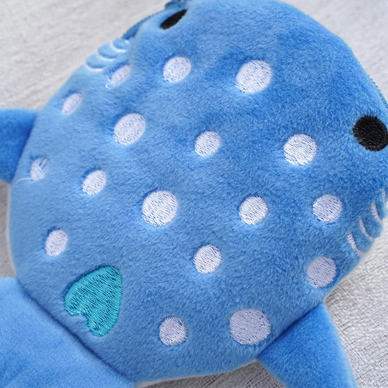 Monedero de Peluche con Diseño de Tiburón Ballena, Cartera Kawaii, Bolsa de Monedas Portátil, Organizador de Monedas para Llaves y Auriculares, Bolsa con Cierre, Regalo para Niños