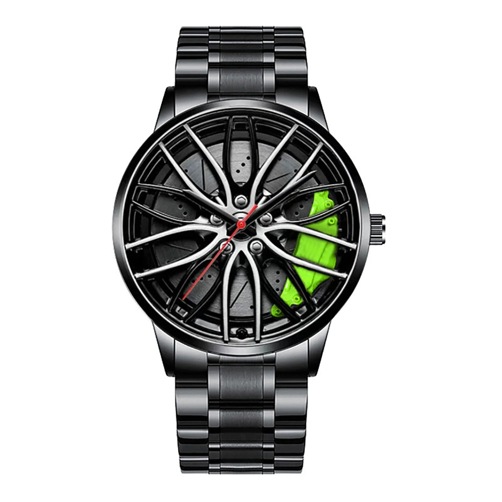 Reloj de pulsera de cuarzo para hombre, de acero inoxidable, a la moda, con esfera deportiva, llanta de coche, cubo de rueda, relojes de pulsera de lujo para negocios
