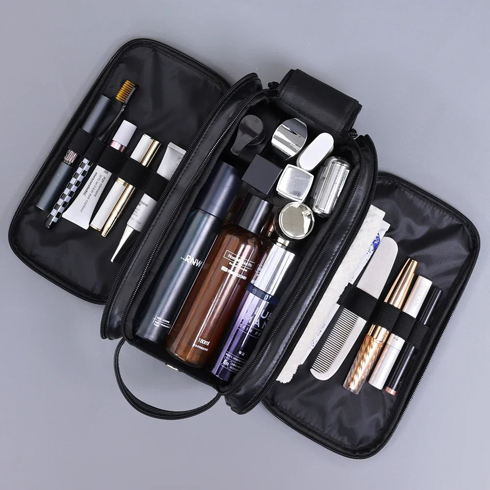 Neceser de PU con múltiples bolsillos para mujer y hombre, bolsas de maquillaje esenciales de viaje, bolsa colgante impermeable, bolsa organizadora de lavado de cosméticos