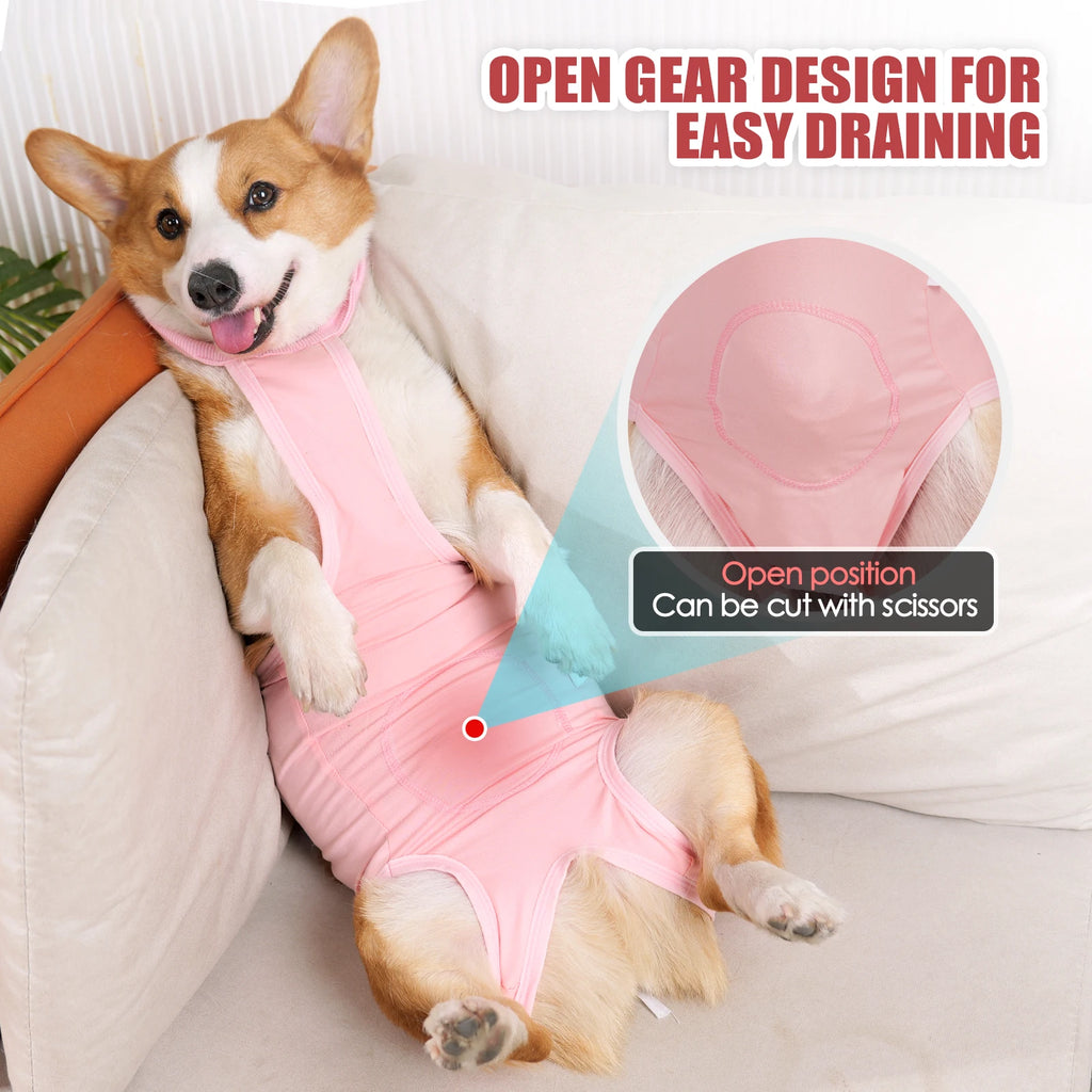 Traje de recuperación de cirugía para mascotas, mono transpirable para perros, traje quirúrgico alternativo con cuello electrónico y cono después de desgaste desgastado/neutrado