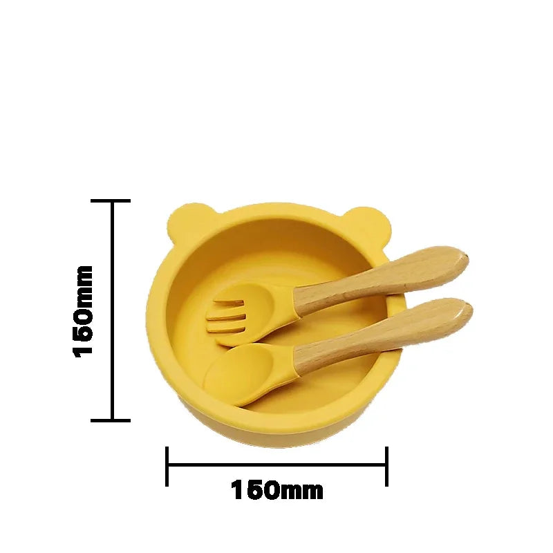 Juego de vajilla de silicona para niños, 16 piezas, taza de succión adicional, tazón, cuchara, madre y bebé