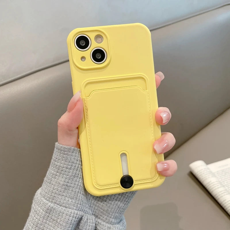 Con tarjetero funda de teléfono para iphone 16 13 14 12 11 15 pro max funda suave para iphone x xs xr max funda protección de cámara