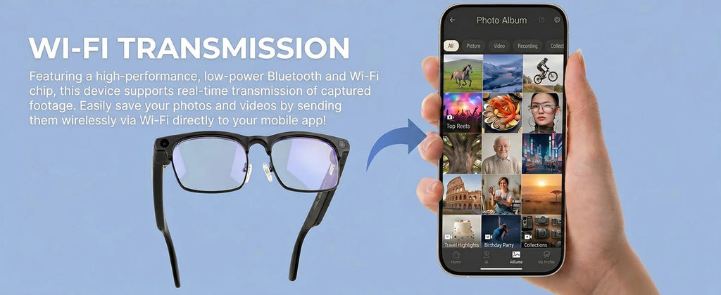 Gafas Inteligentes con Cámara para Hombre, Grabación de Video 4K, Reconocimiento de IA, Llamadas Bluetooth, Traducción de Voz, Anti Luz Azul para Mujer, para Trabajar