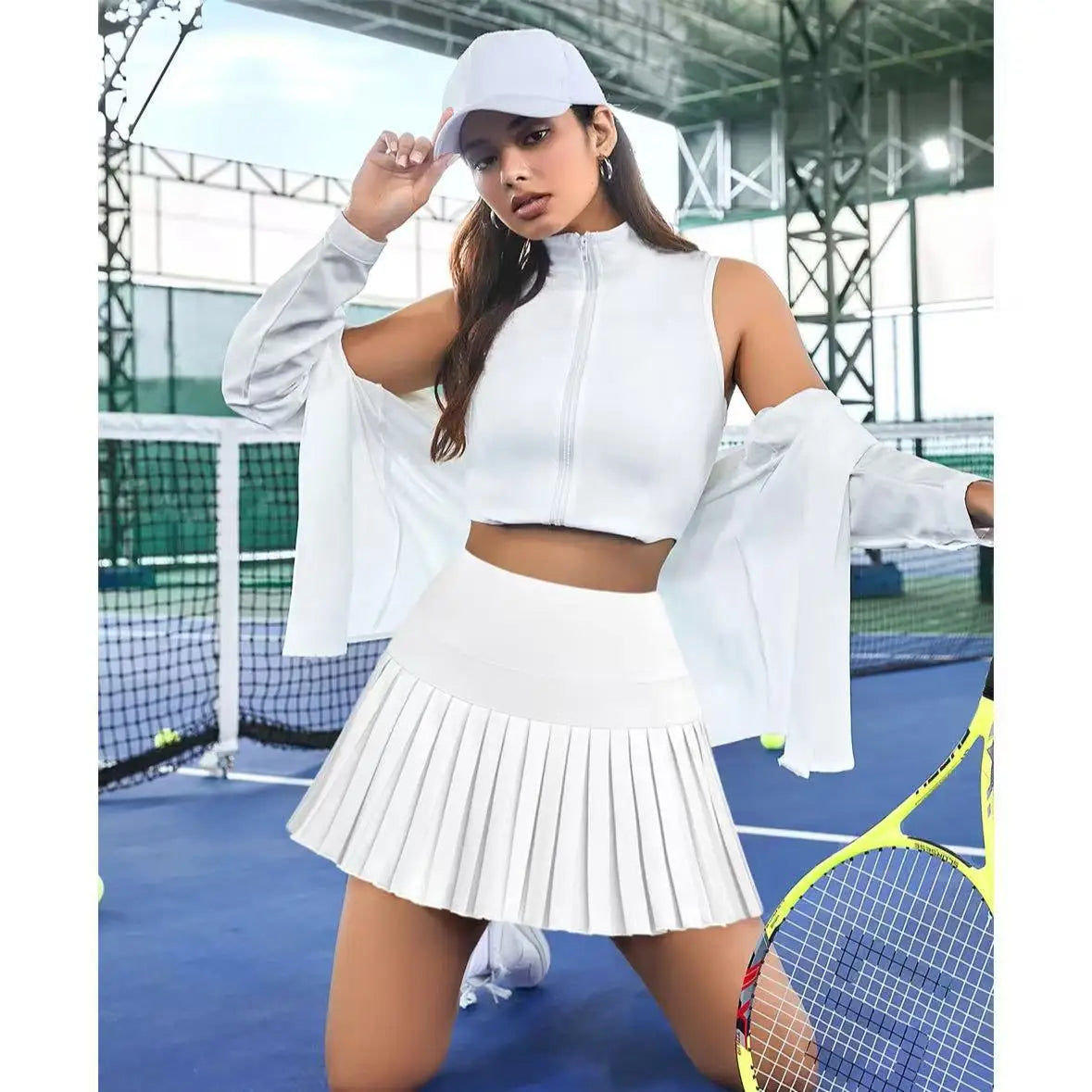 Faldas de tenis gimnasio Golf correr faldas pantalón plisadas de talla grande coloridas mujeres S-XXL deportes Fitness faldas pantalón de cintura alta con bolsillo