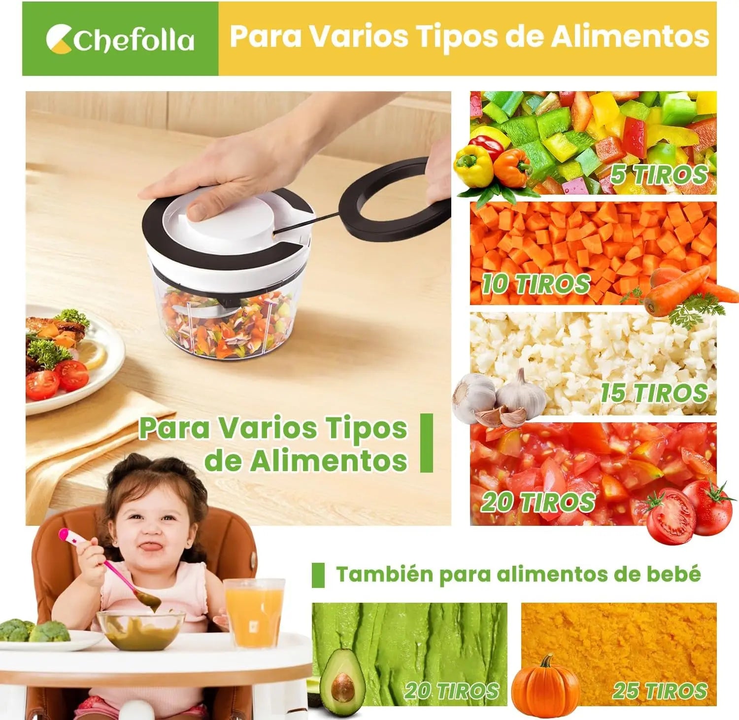Picador y Rebanador Manual de Verduras con Cuchilla 100% de Acero Inoxidable, Picador de Cebolla Portátil de Cocina de 900 ml