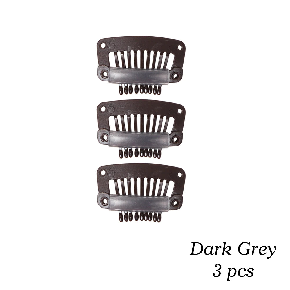 Clips de peluca de plástico negro de 32Mm, Clip a presión utilizado para extensiones de cabello, postizos de trama, pelucas, pinzas para el cabello grandes, herramientas de estilismo, accesorios para peluca
