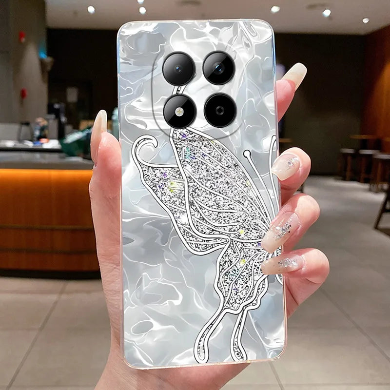 Funda para Teléfono Xiaomi Redmi Note 15 Pro 4G, Carcasa Protectora con Diseño de Lazo de Mariposa, Transparente, de Silicona TPU Suave