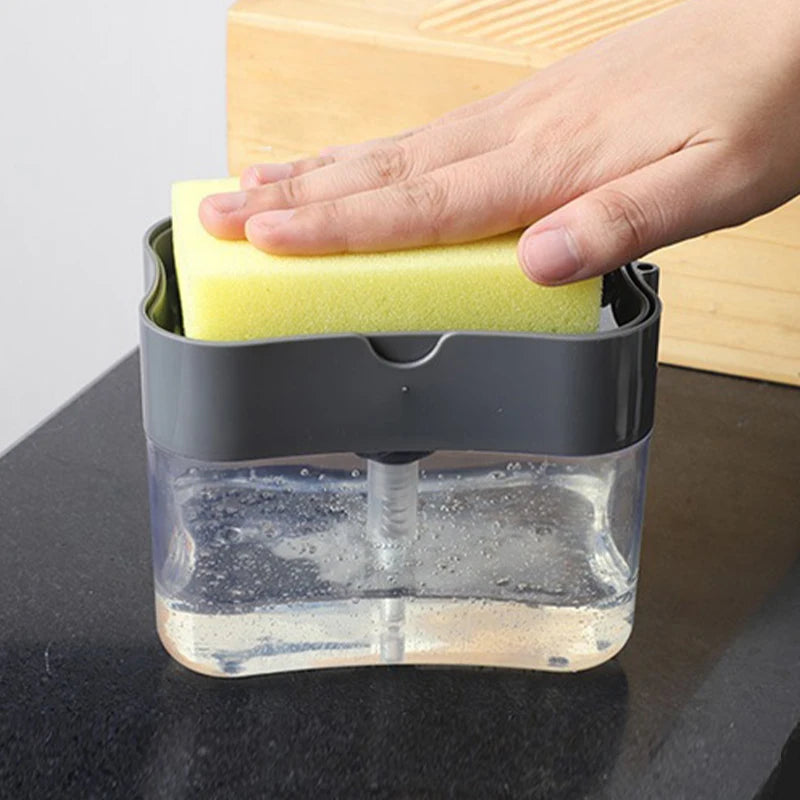 Dispensador de jabón portátil con prensa de detergente para cocina, paño limpio Pak, olla para lavar platos, herramienta de limpieza