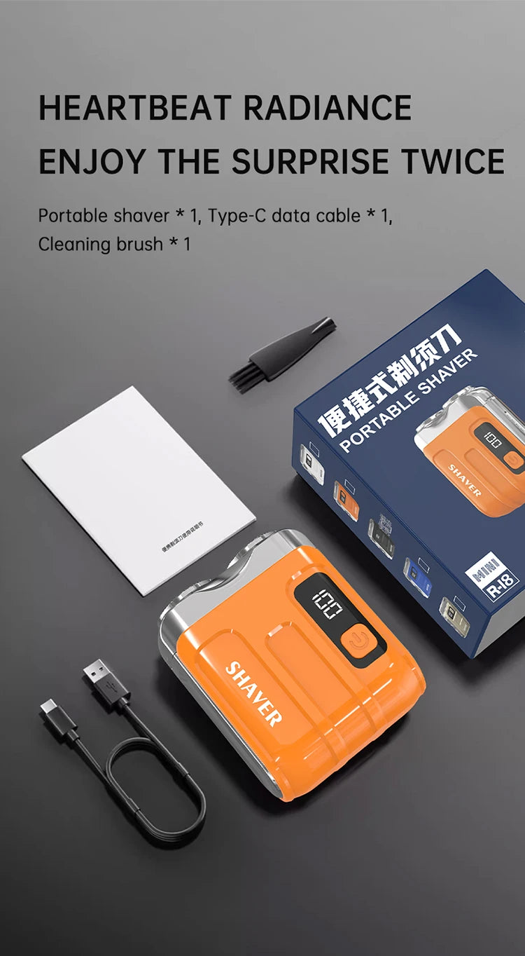 Mini Afeitadora eléctrica inteligente para el hogar y el coche, afeitadora recargable de doble hoja con pantalla Digital, potente herramienta recortadora de barba