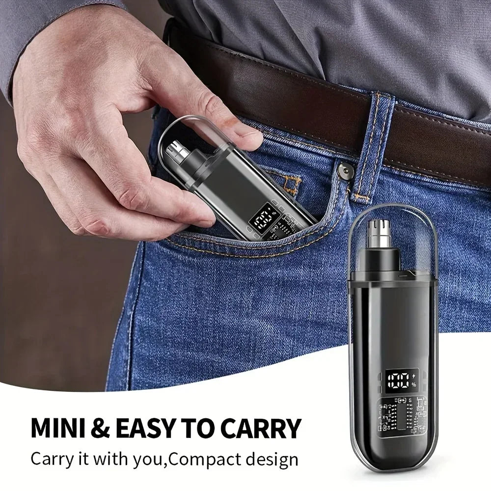 Recortador de Vello Nasal y de Orejas para Hombre - Recargable por USB C, Carga Rápida, Kit de Aseo Compacto
