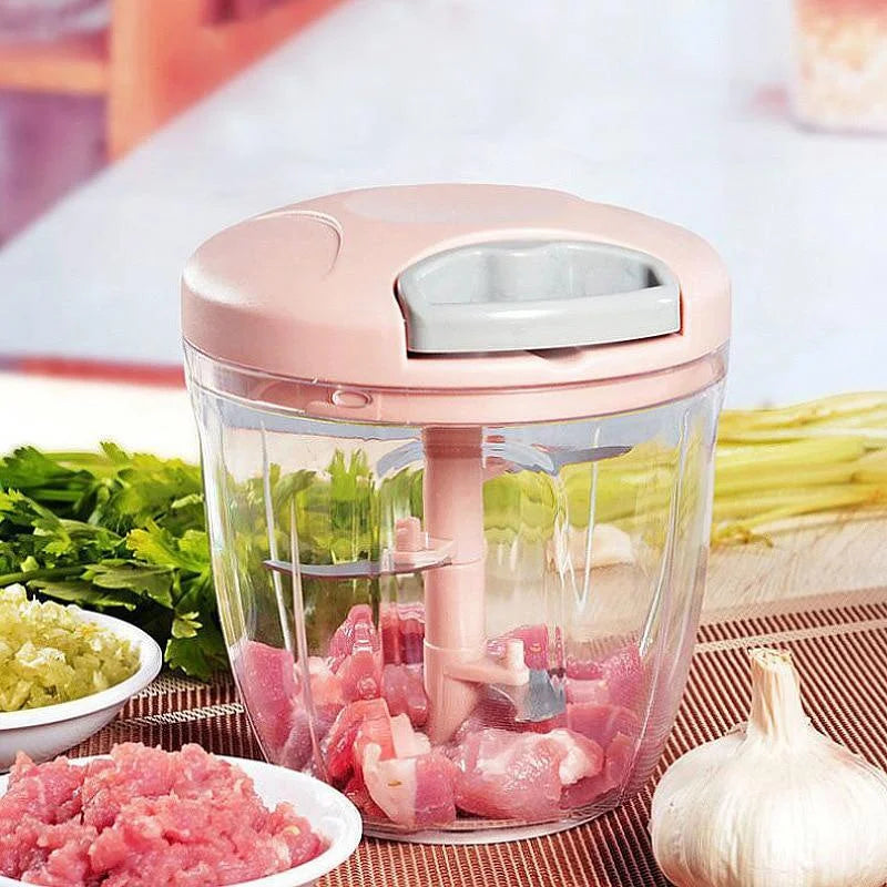 Picadora de carne Manual de 500/900ML, picadora de ajo giratoria, trituradora de prensa de ajo, cortador de cebolla y verduras, accesorios de cocina