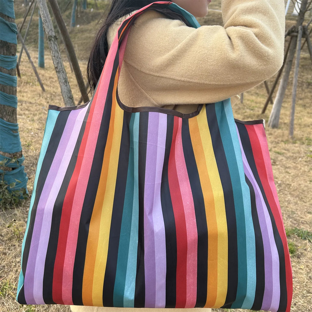 Bolsa de compras plegable de gran capacidad, bolsa de tela Oxford ecológica, impermeable, para viaje, bolso de hombro, reutilizable
