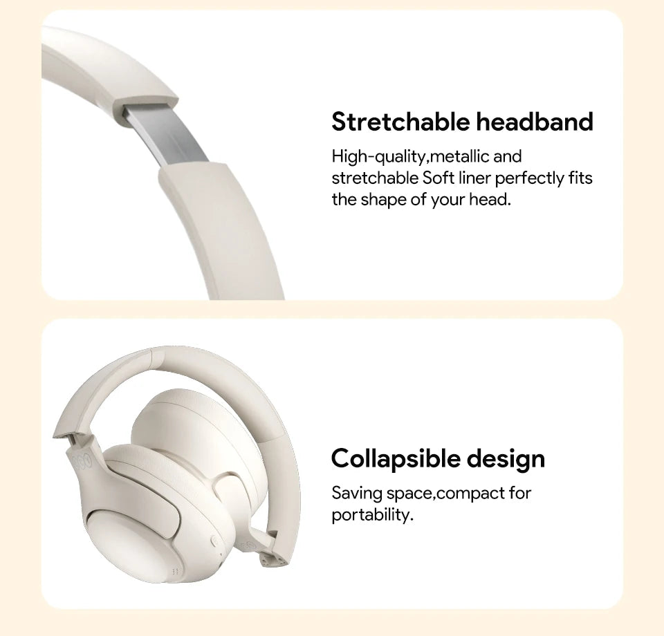 QCY-auriculares inalámbricos H3 ANC 43dB, cascos híbridos con cancelación activa de ruido, Bluetooth 5,4, Audio de alta resolución, 60H de tiempo de reproducción