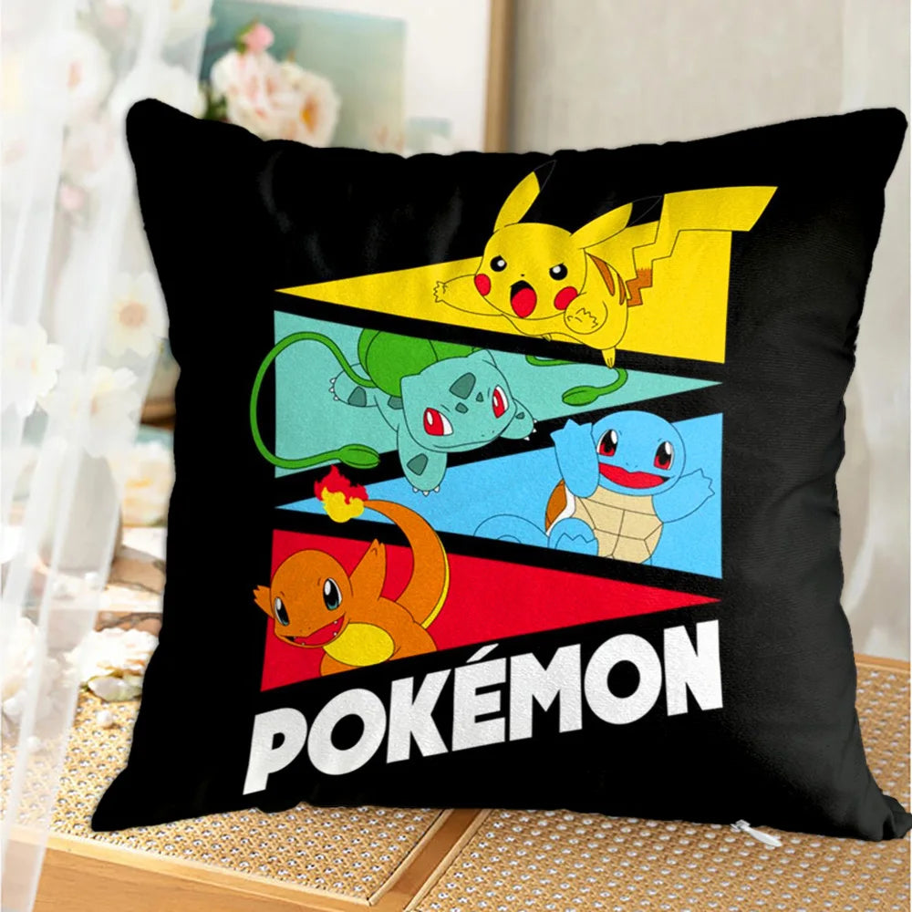 Funda para fundas de almohada Kawaii P-Pilkachuus, funda nórdica para almohada de 45x45, fundas para cojines, almohadas para dormir, decoración decorativa para el hogar