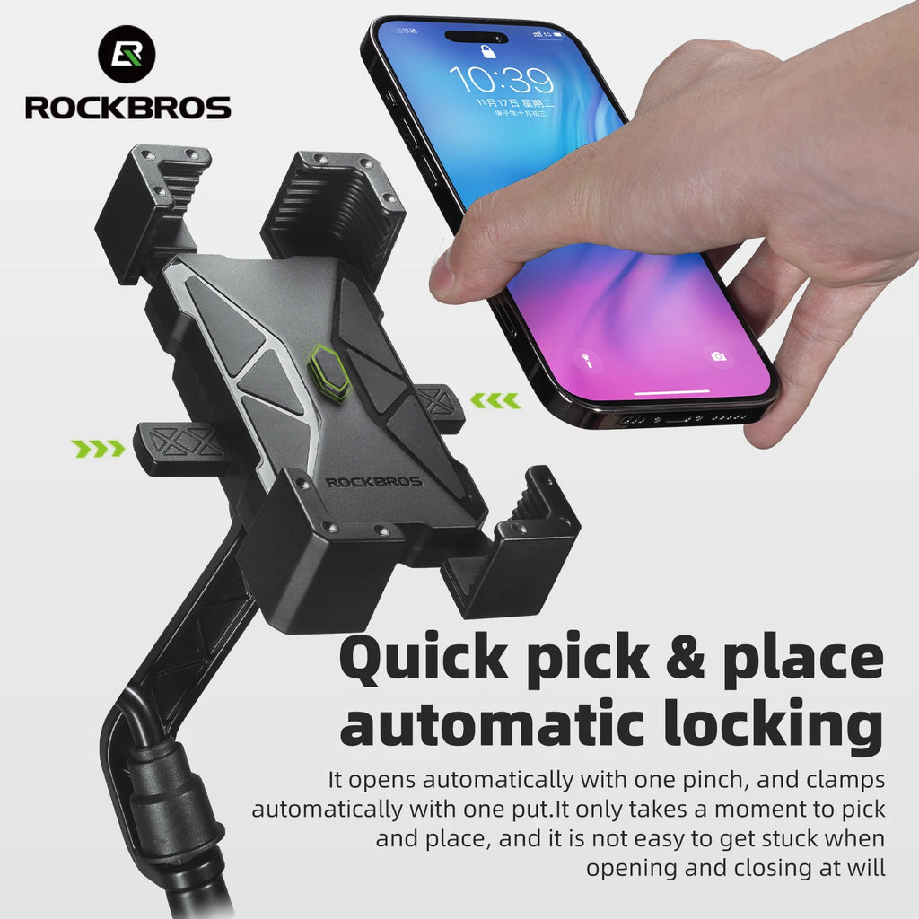 ROCKBROS Soporte para teléfono de bicicleta Monte liviano 4.5-7.2 pulgadas soporte para teléfono inteligente soporte de soporte de teléfonos accesorios para bicicletas