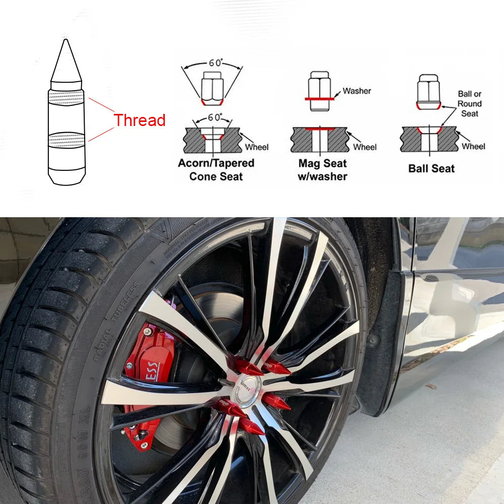 Llantas de sintonizador extendidas de aluminio con púas M12X1.5/M12X1.25, tuercas de juez Racing Jdm aplicables a Honda Toyota y Chevrolet Ford