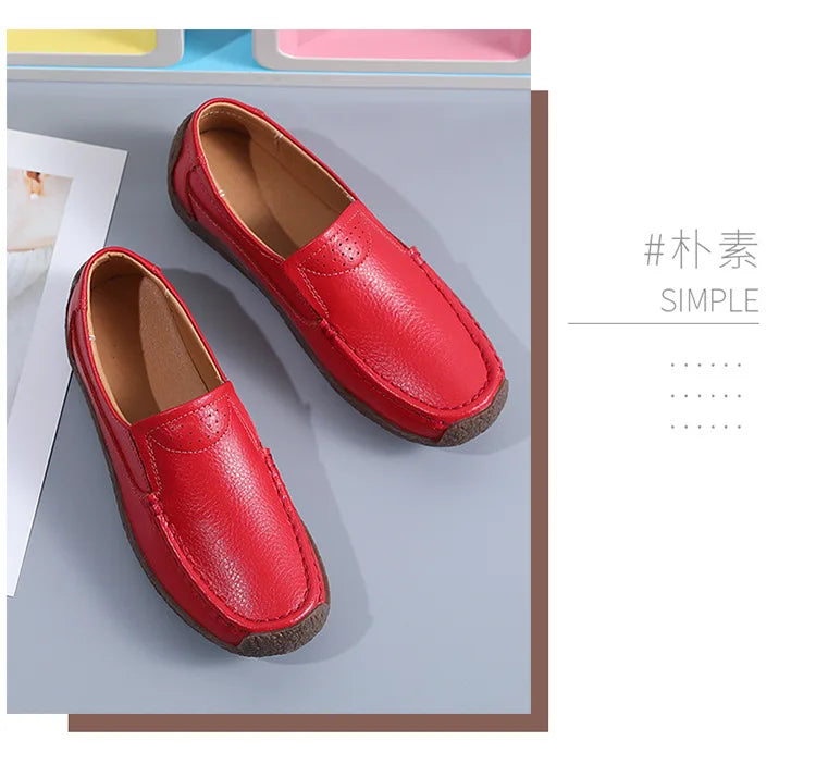 Zapatos informales De cuero genuino para Mujer, zapatillas De ocio, mocasines sin cordones De marca De lujo para Mujer, mocasines suaves para Mujer, Zapatos De Mujer