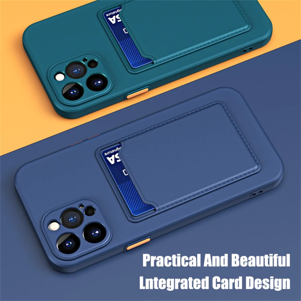 Funda tipo billetera de silicona suave de lujo para iPhone 17 Air 16 15 14 11 13 12 Pro Max Plus, Funda protectora trasera con ranura para tarjetero
