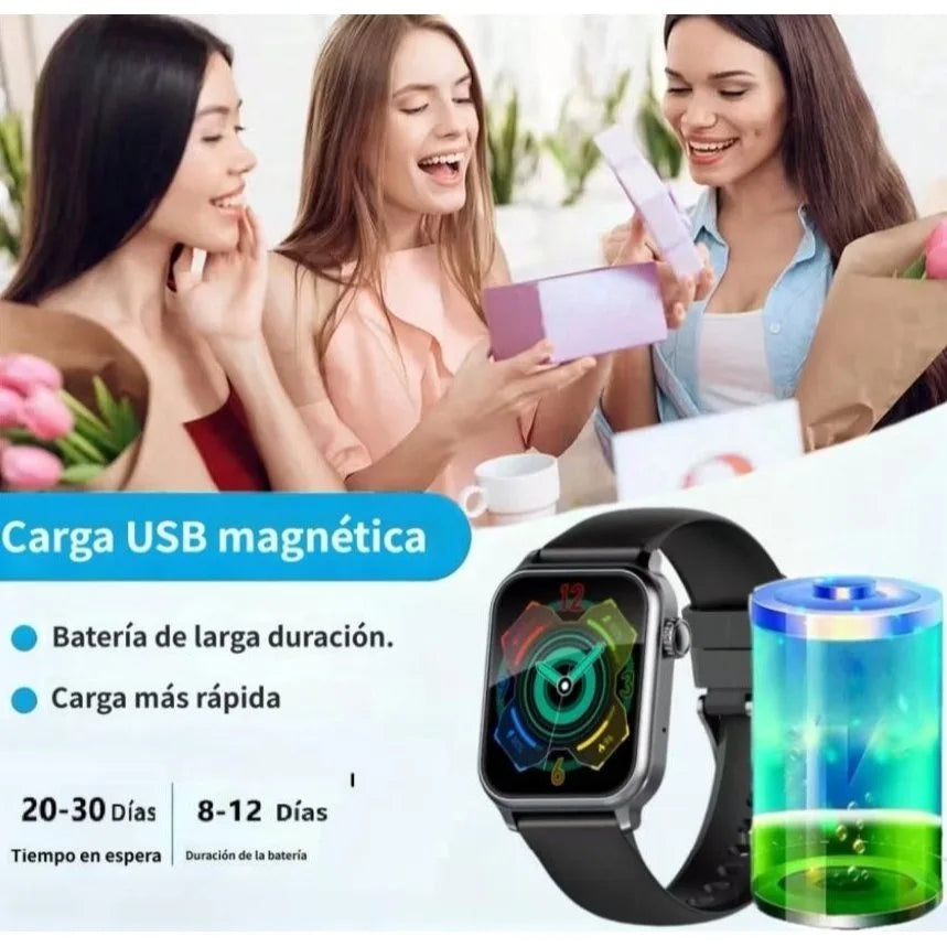 Reloj Inteligente Unisex Edvell Pantalla Completa Curvada Llamadas Inalámbricas por Bluetooth Larga Duración de Batería Reproducción de Música Monitoreo del Sueño Recordatorio de Notificaciones de Mensajes Reloj de Fitn