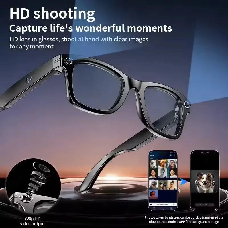 Gafas Inteligentes 2026 Nueva Versión con Cámara, Grabación de Video, Reconocimiento de Fotos por IA, Llamadas Bluetooth, Traducción de Voz, Gafas de Sol para Hombre