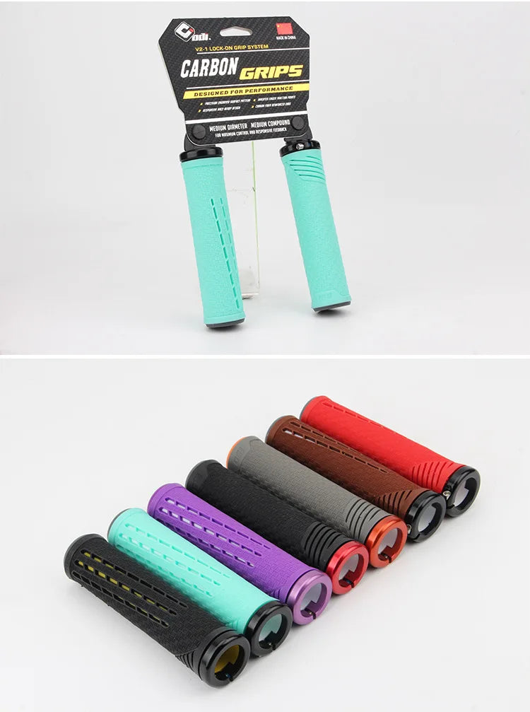 ODI-empuñaduras de bicicleta con bloqueo, empuñaduras ligeras de silicona y fibra de carbono, antideslizantes, absorción de impacto, agarre cómodo, accesorio para bicicleta