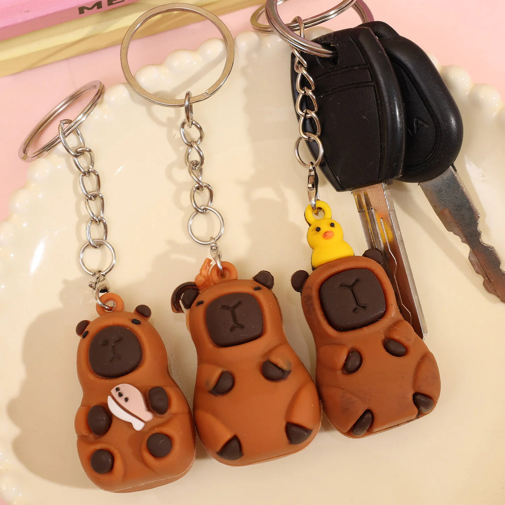 Caja Sorpresa con Llavero de Muñeco de Capibara, Juguetes de Descompresión de Lotería Musical para Niños, Decoración de Mochila de Capibara de Dibujos Animados