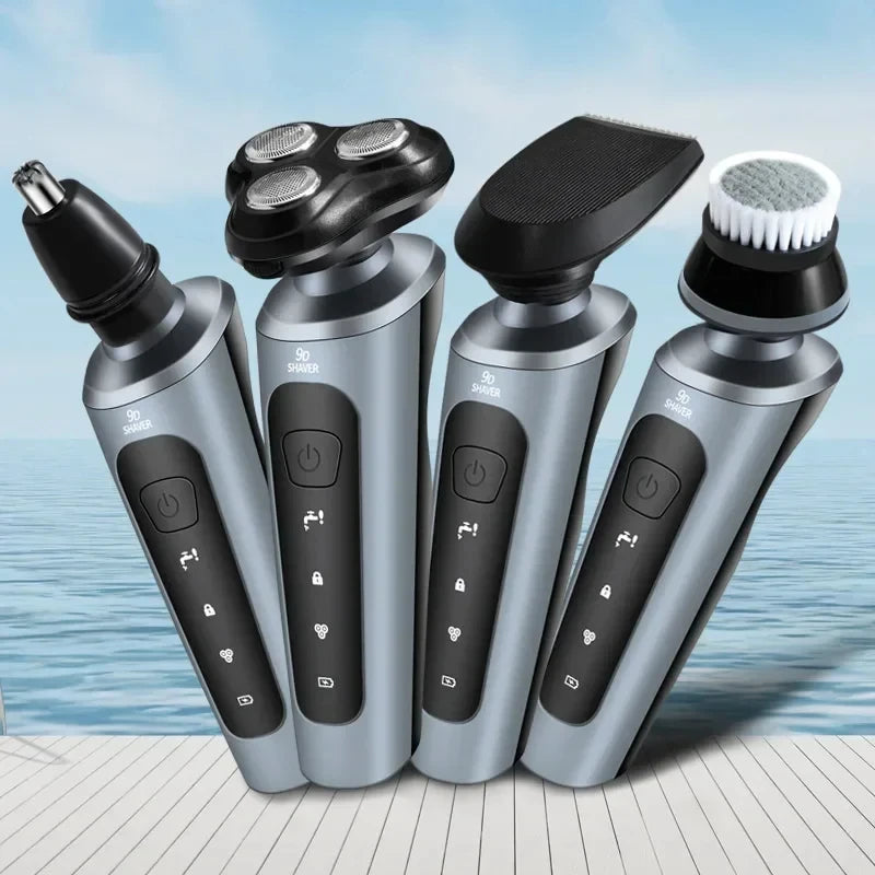 Afeitadoras eléctricas para hombres, resistente al agua, uso en seco y húmedo, recortador eléctrico, afeitadoras rotativas con batería recargable, máquina de afeitar