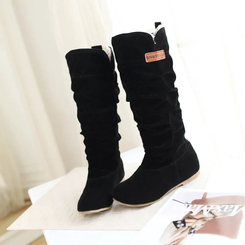 Botas de nieve de longitud media europeas y americanas, Botas de moda mate con encaje interior elevado, Botas Altas Plataforma Mujer Zapatos 2023