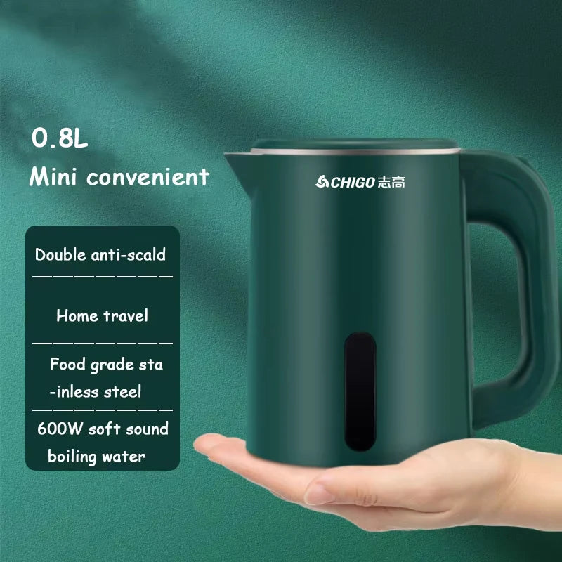 Hervidor Eléctrico Mini de 0.8L, Tetera de Acero Inoxidable 304 de Pequeña Capacidad, Hervidor Portátil para Hotel, Dormitorio, Viajes, 220V