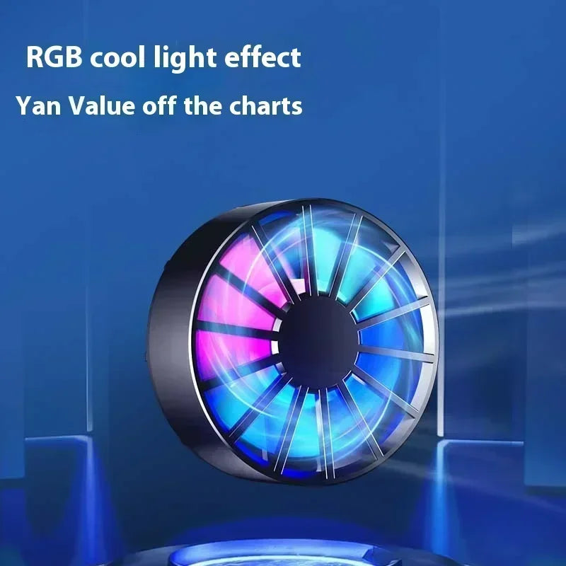 Enfriador de Teléfono Portátil Magnético, Ventilador Ligero de Bajo Ruido con Luz RGB, Enfriamiento Rápido para Teléfono, Tableta, Juegos PUGB