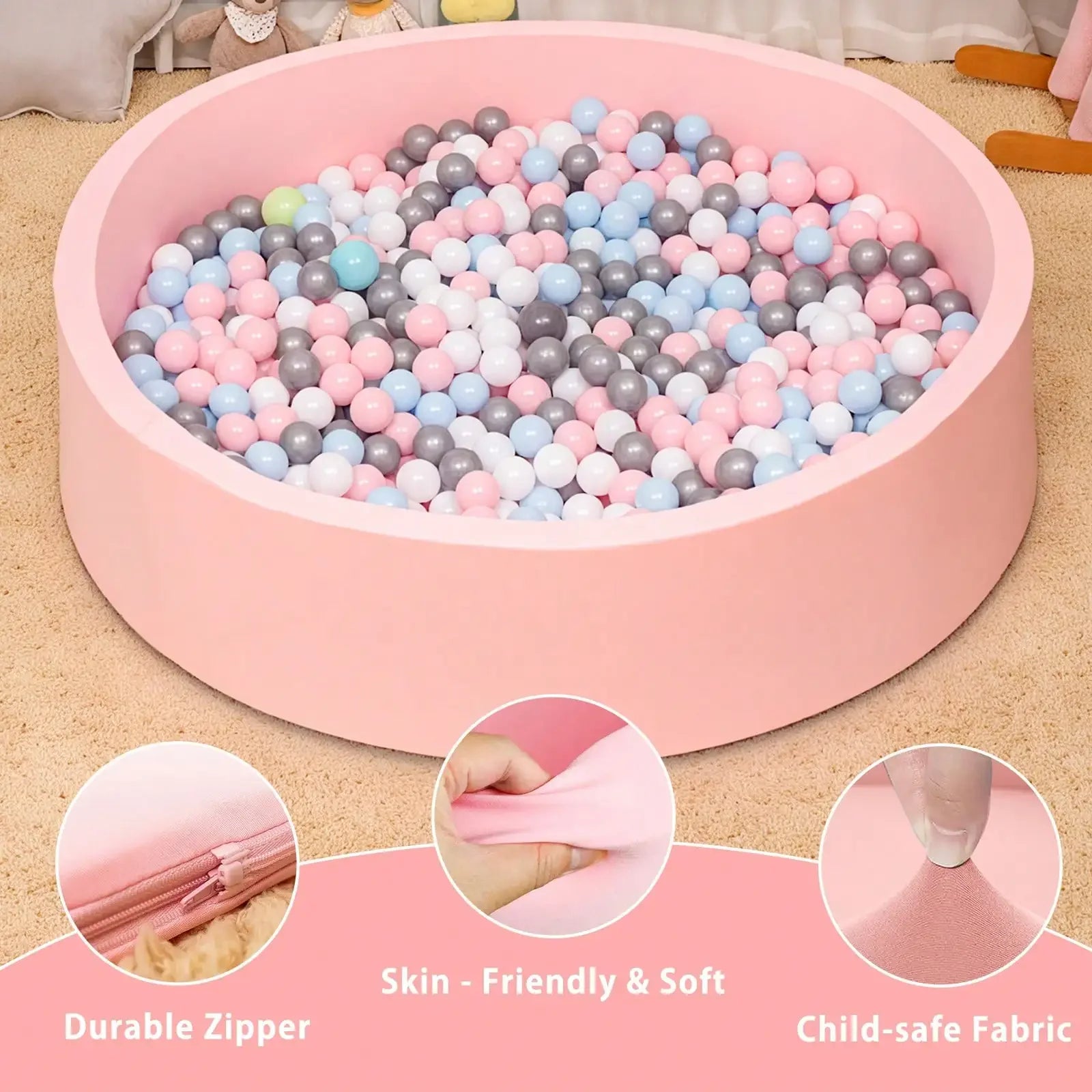 Piscina de Pelotas para Bebés, Piscina Redonda de Pelotas de Espuma Suave para Niños Pequeños, Piscina de Pelotas Pequeña para Interiores y Exteriores, Pelotas No Incluidas