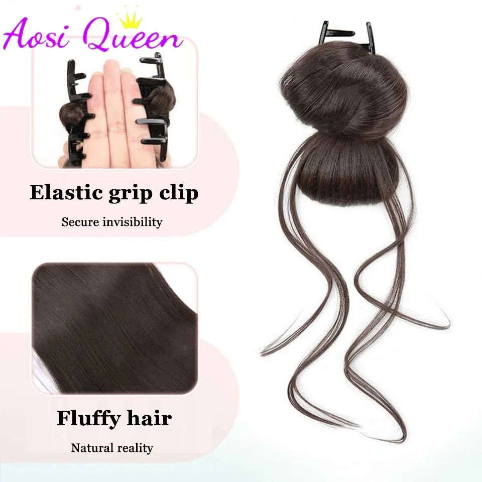 Coleta sintética de cola de caballo baja, natural y esponjosa, con pinza, para mujer, accesorio de pelo para uso diario.
