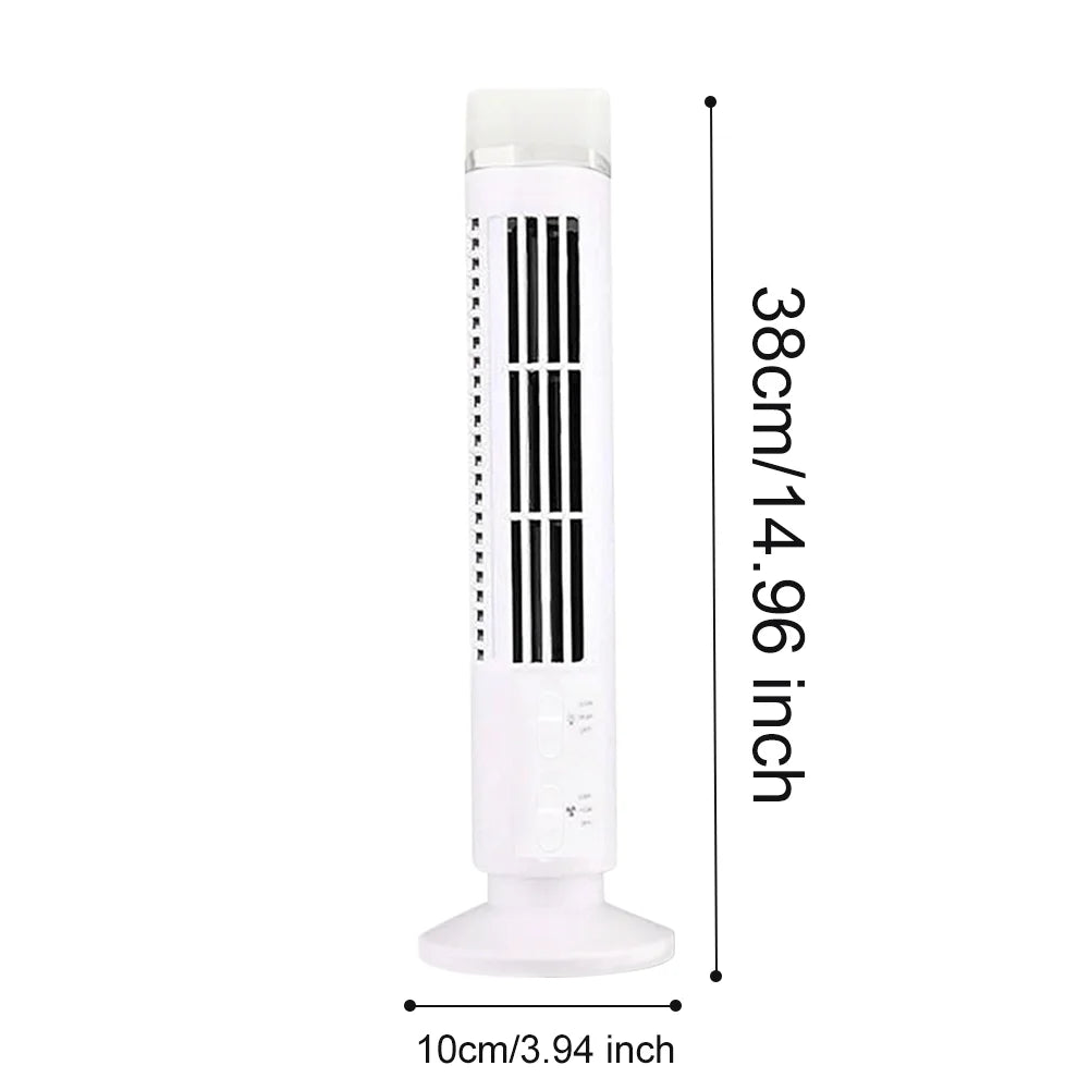 Ventilador de Torre LED sin aspas, refrigeración de aire, 2 velocidades, miniacondicionador Vertical, USB, portátil, para casa y oficina