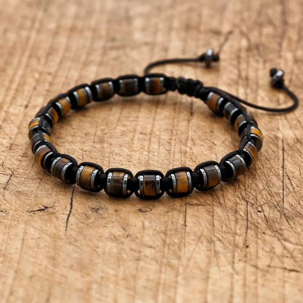 Pulsera trenzada de cuentas de hematita de malaquita de 3x6mm, pulsera tejida hecha a mano con abalorio de Yoga bohemio, joyería de moda para hombres y mujeres