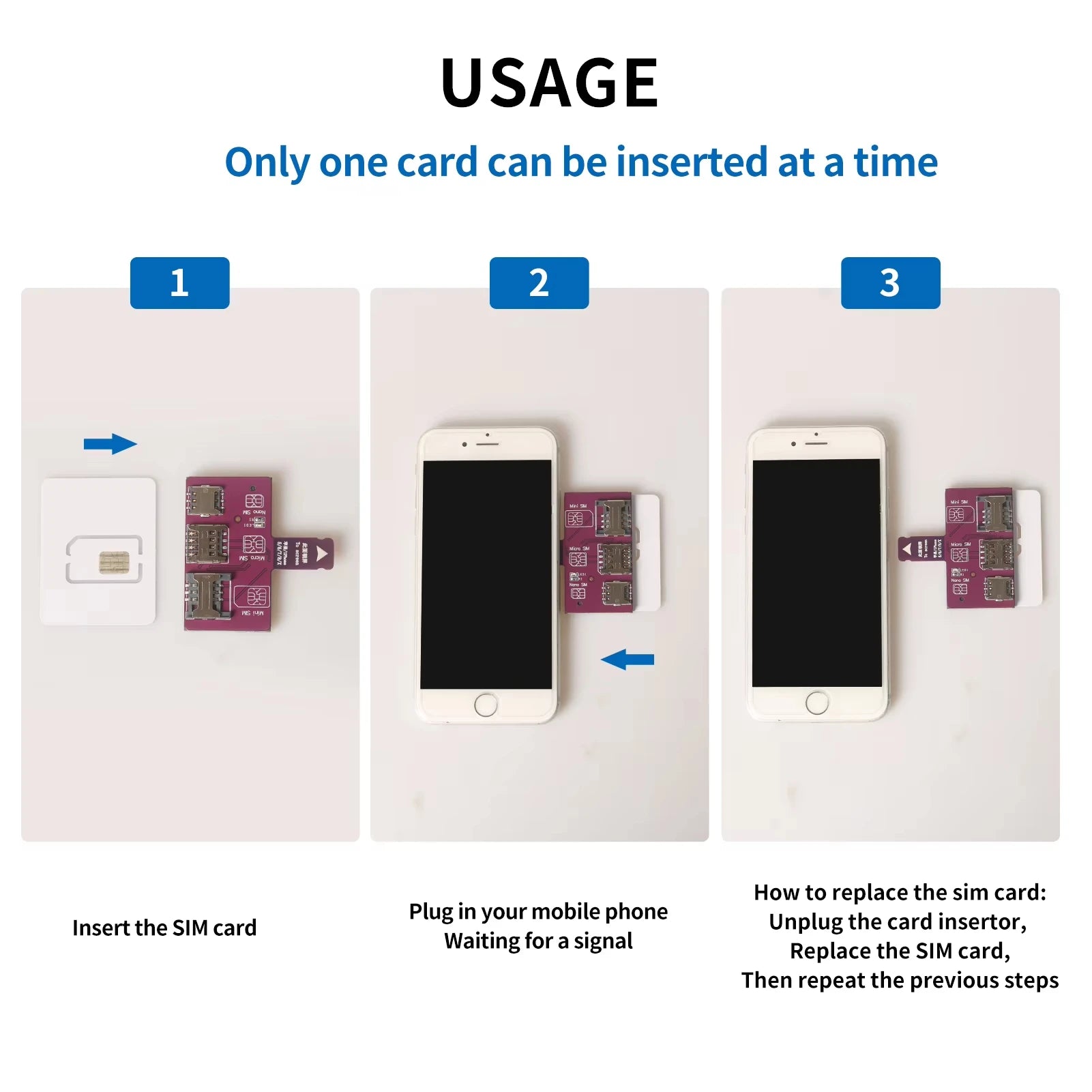 TPC para iPhone tarjeta SIM 4 en 1, adaptador de ranura para tarjeta externa, cambiador de tarjeta rápido, soporte para lector de tarjetas SIM para iPhone, reinicio gratuito Nano