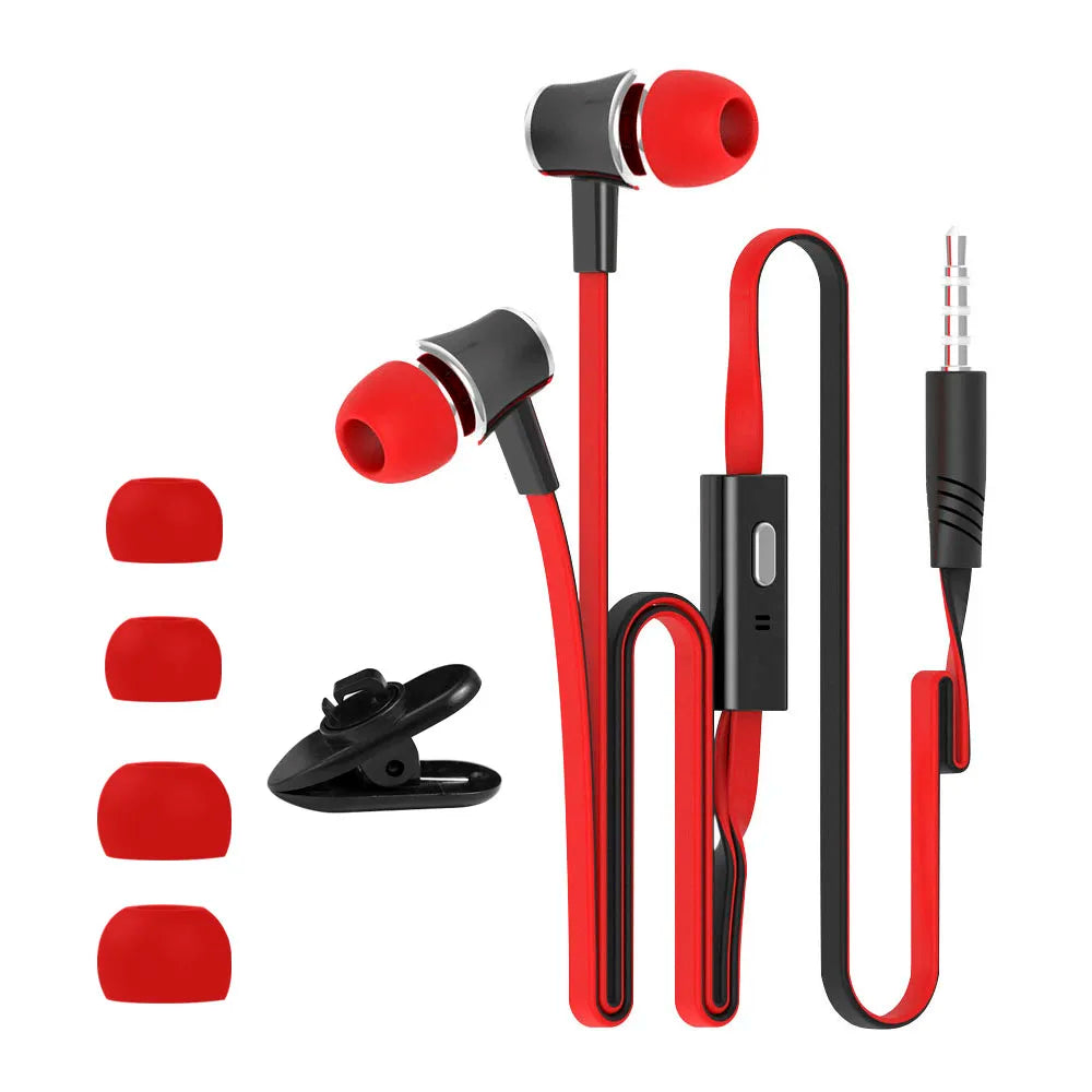 Auriculares Extra Bass con cable, auriculares de 3,5mm con micrófono, estilo fideos, auriculares deportivosки para Samsung