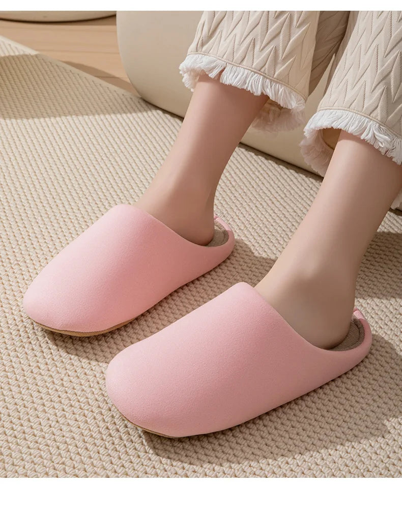 Zapatillas de algodón insonorizadas neutrales, suelas blandas de estilo japonés, zapatillas de invierno antideslizantes para parejas, zapatos para el hogar para suelo interior