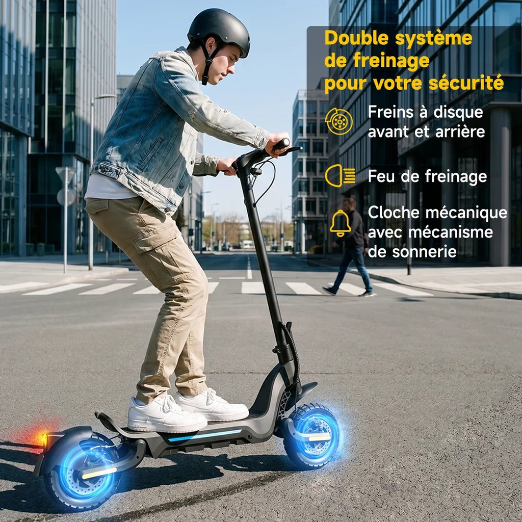 Patinetes eléctricos para adultos TODIMART X5S con motor dual de 490W, batería de 48V 18.2Ah, neumáticos todoterreno, desbloqueo inteligente por APP.