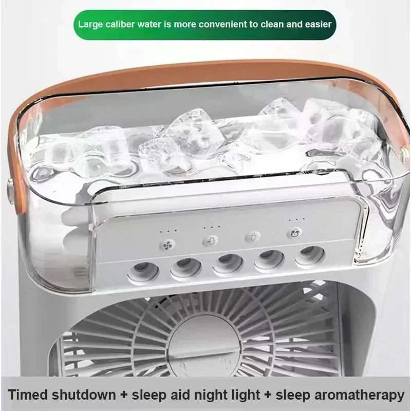 Ventilador humidificador portátil, aire acondicionado, Enfriador de aire pequeño para el hogar, hidromasaje, ajuste de aire portátil para oficina, ventilador de 3 velocidades