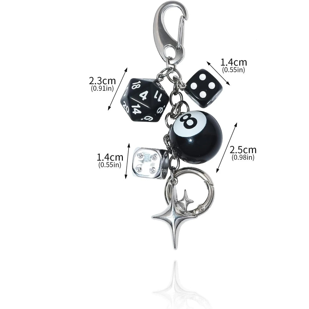Llavero con Colgante de Dado de 8 Bolas - Accesorios Lindos para Bolsos y Carteras - Llavero Estético Y2K para Mujeres y Hombres